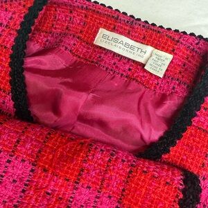 Vintage Elisabeth Liz Claiborne PinkRedBlack Plaid Button Collared Jacket SZ 20